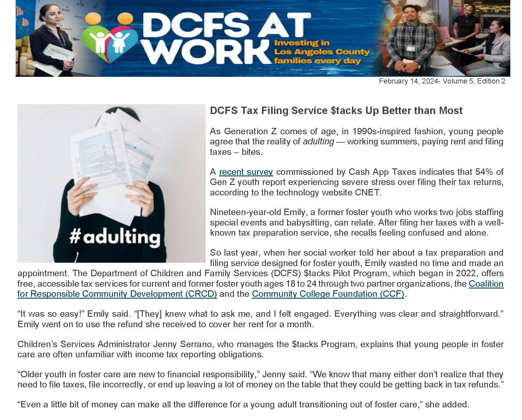 DCFS Newsletter Los Angeles County Department of Children and Family